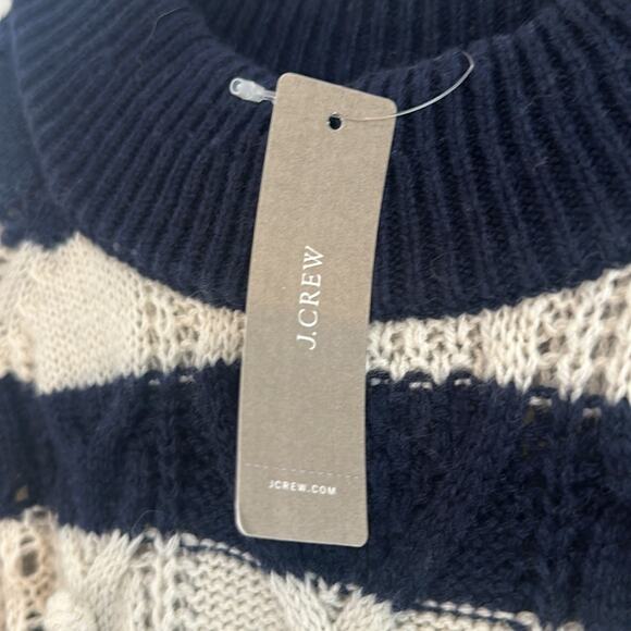 J.Crew Pom-pom Cable-Knit Striped Sweater SzM New w/tags fall wear nautica - Picture 4 of 6